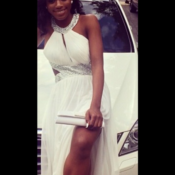 All white dress with silver studs