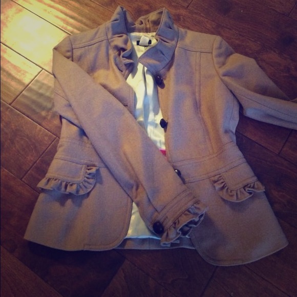 J. Crew size 4 small tan/camel ruffle wool blazer