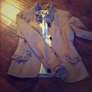 J. Crew size 4 small tan/camel ruffle wool blazer