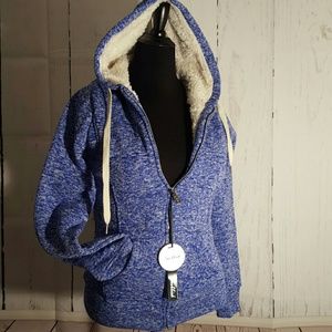 NWT Marled Sherpa Lined Zip-Up Hoodie. Never Worn