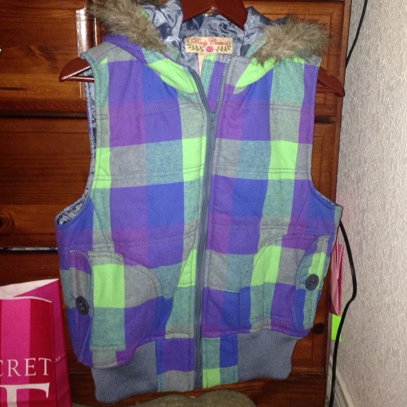 Checkered Furry Vest