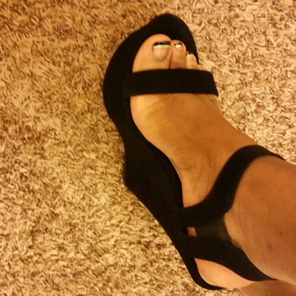 Black Suede Wedges