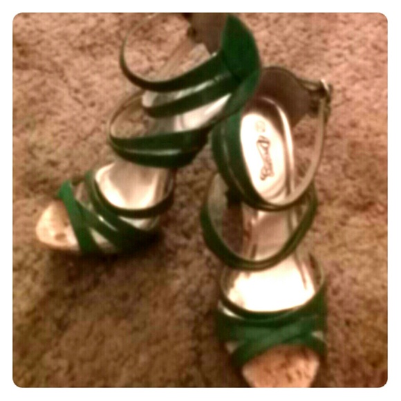Green strap high heels