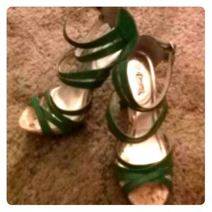 Green strap high heels