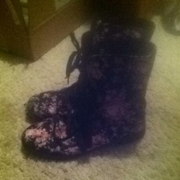Floral Combat Boots