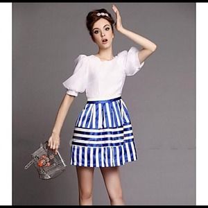 ✨European Contrast Color Stripe Bub Sleeves Dress✨