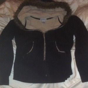 Fur hoody zip up with pockets
