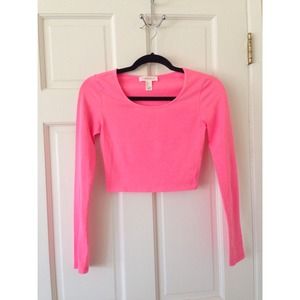 Forever 21 pink long sleeve crop top