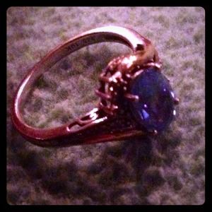 Blue gem 10k gold&silver ring