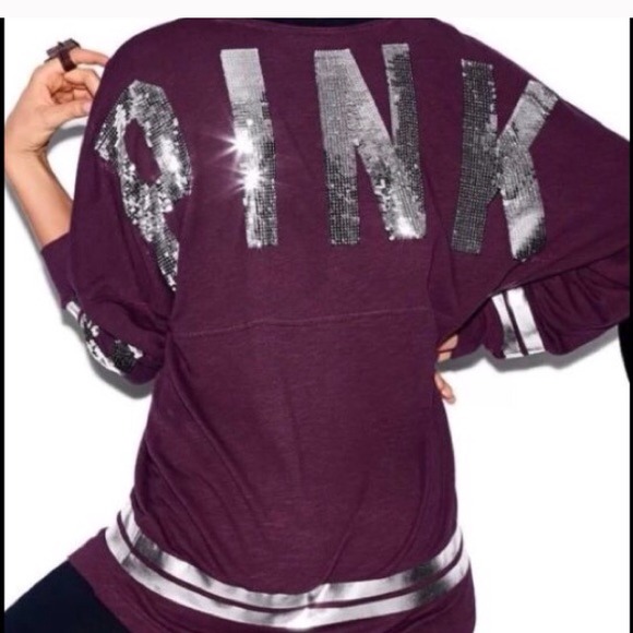 PINK Victoria's Secret Tops - Victoria Secret PINK Bling Fashion Show Varsity