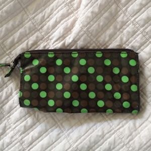 Green and Brown Zipper Clutch