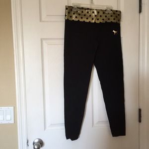 PINK Victoria's Secret gold-banded yoga pants