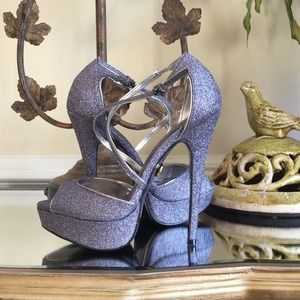 Pewter stiletto heels