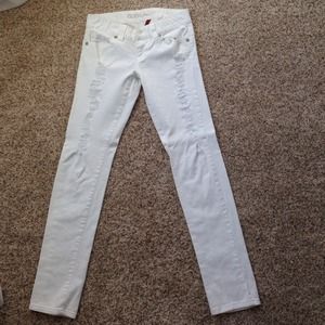 Distressed White Denim
