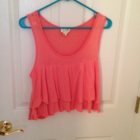 ***LA hearts coral crop top
