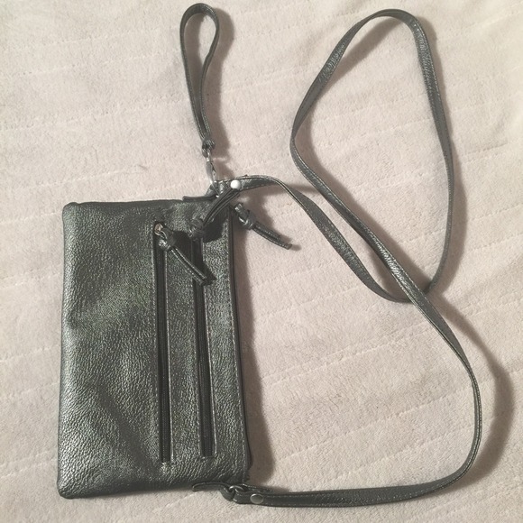 New American Rag Gray Leather Wristlet