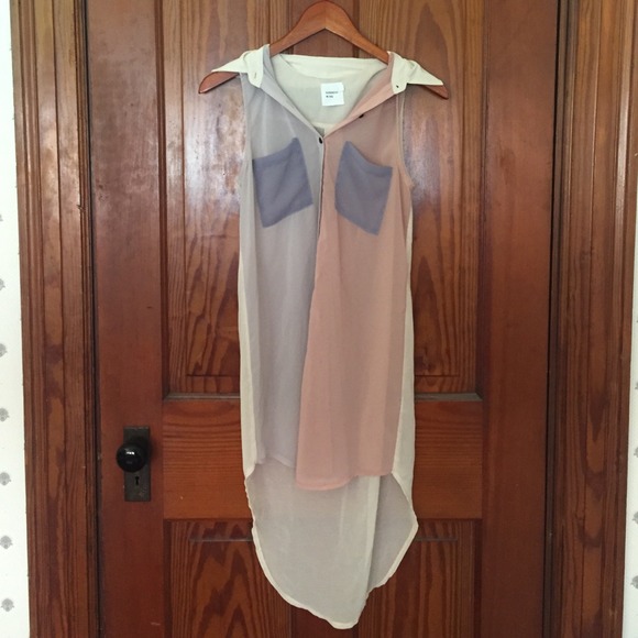 High-Low Colorblock Pastel Shirt Dress