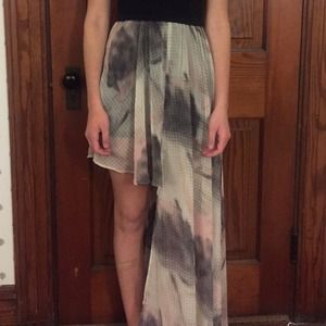 Asymmetrical Graphic Maxi Skirt