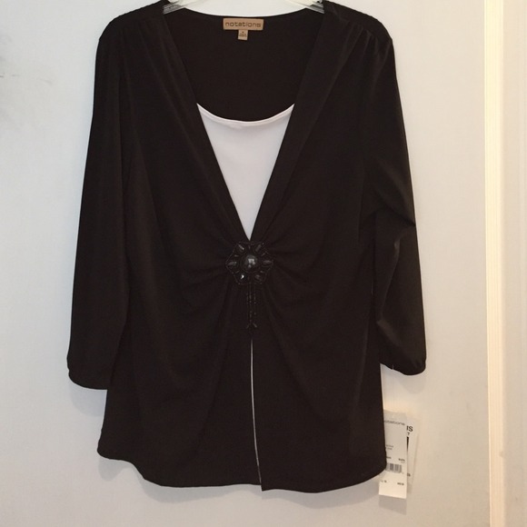 Notations layered look top with front beading