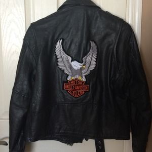 Leather Jacket with Harley Davidson patch