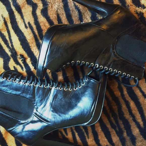 Patent Peep Toe Ankle Boots
