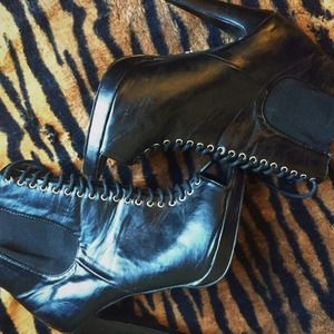 Patent Peep Toe Ankle Boots