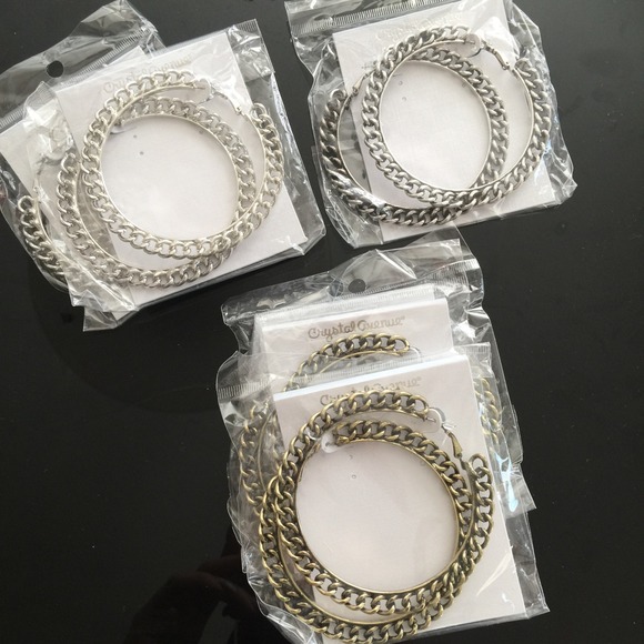 🆕 Chain Hoop Earrings - 3⃣ Colors Available - Picture 1 of 4