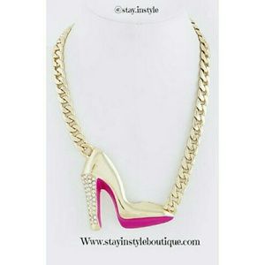 Pink Bottom Stiletto Necklace