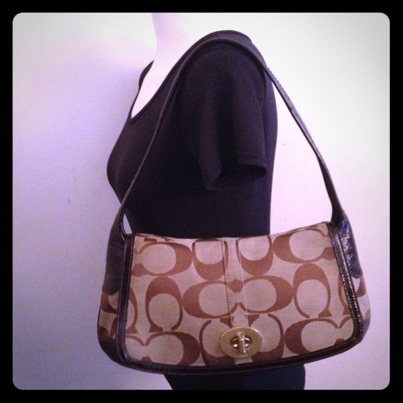 Coach Handbags - Coach Ergo Flap Brown Signature Shoulder Bag!