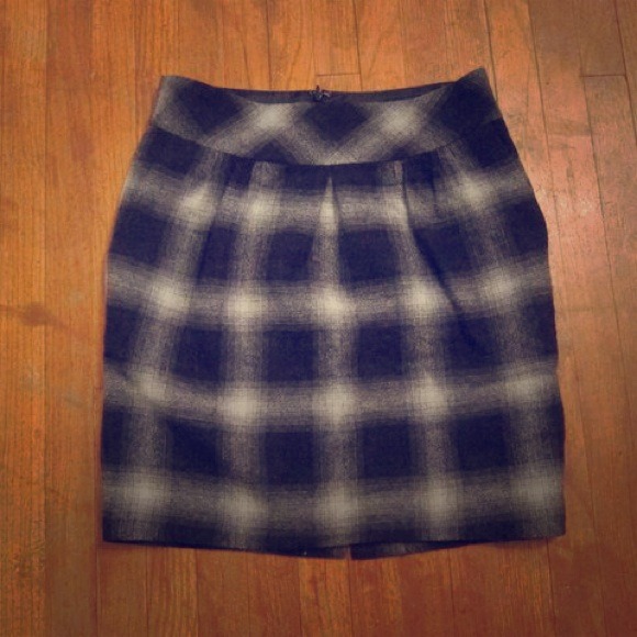Loft plaid wool pencil skirt