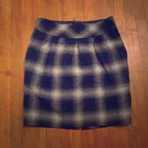 Loft plaid wool pencil skirt