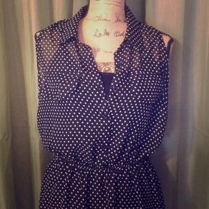 Polka dot collard dress