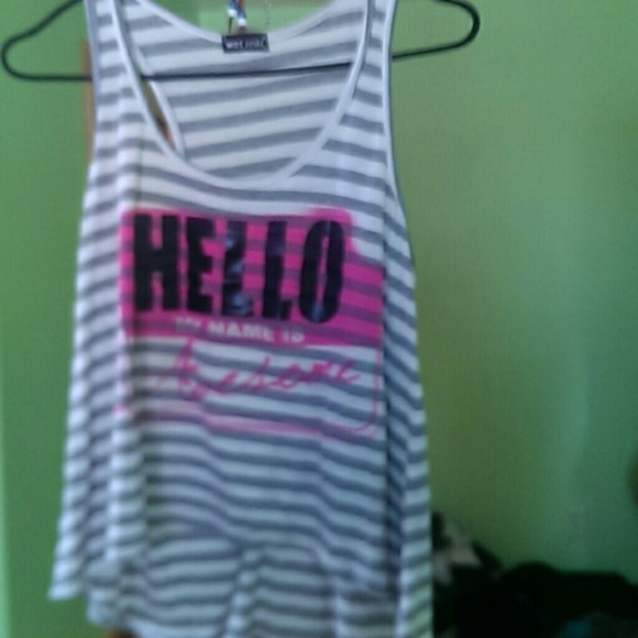Grey and white striped shirt