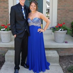 Beautiful royal blue beaded formal dress