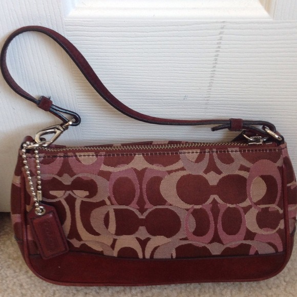 Coach Burgundy suede baguette