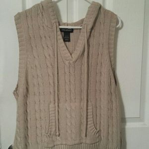 Tan sweater hoodie vest