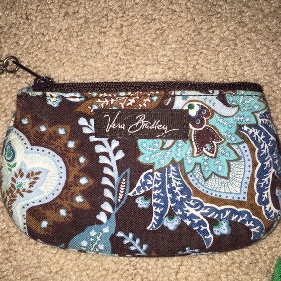 Vera Bradley blue brown coin / change purse