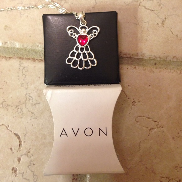 Avon Mary Birthstone Angel Necklace