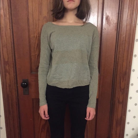 Banana Republic Olive Sparkle Stripe Sweater