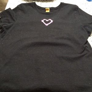 Black T-shirt with heart on front