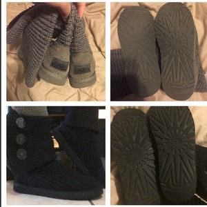 Grey Knit Uggs. Black Knit uggs .