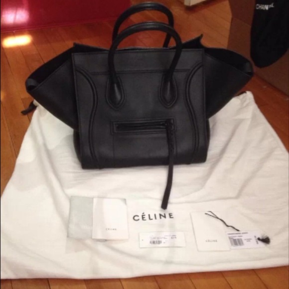 black leather celine bag