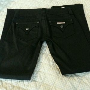 Coated black Hudson bootcut jeans