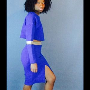 Blue pencil skirt set