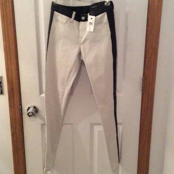 Club Monaco vegan leather side stripe pants