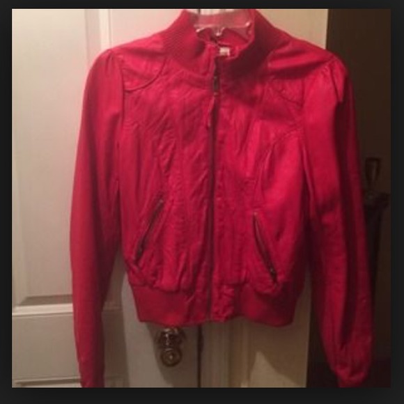 H&M Red Leather Jacket - Picture 2 of 2