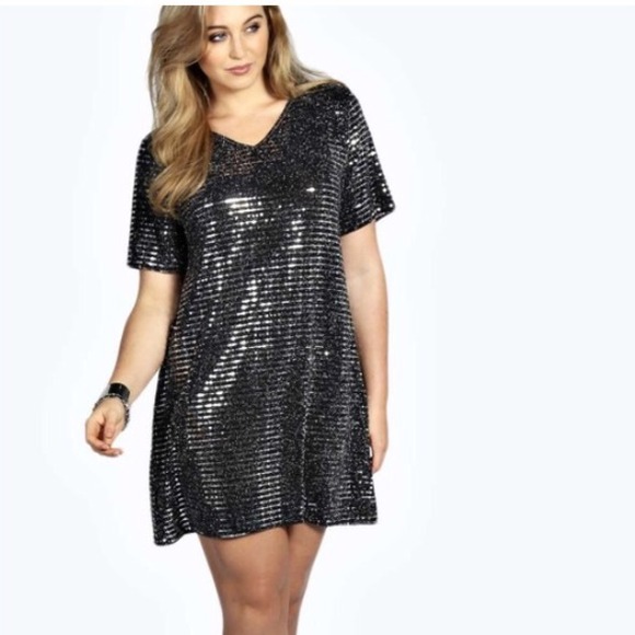 Amelie V neck sequin shift dress