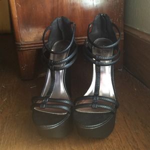 Charlotte Russe black strappy platform wedges