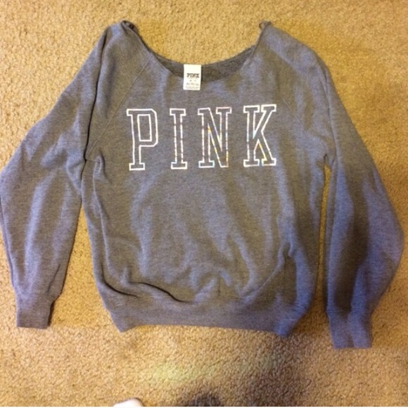 VS PINK grey off the shoulder sweater