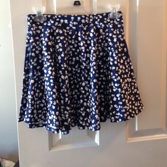 blue floral skater skirt